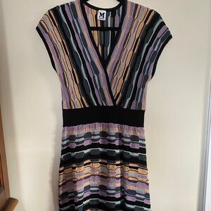 M by Missoni Multicolor Striped V‑Neck Knit Dress